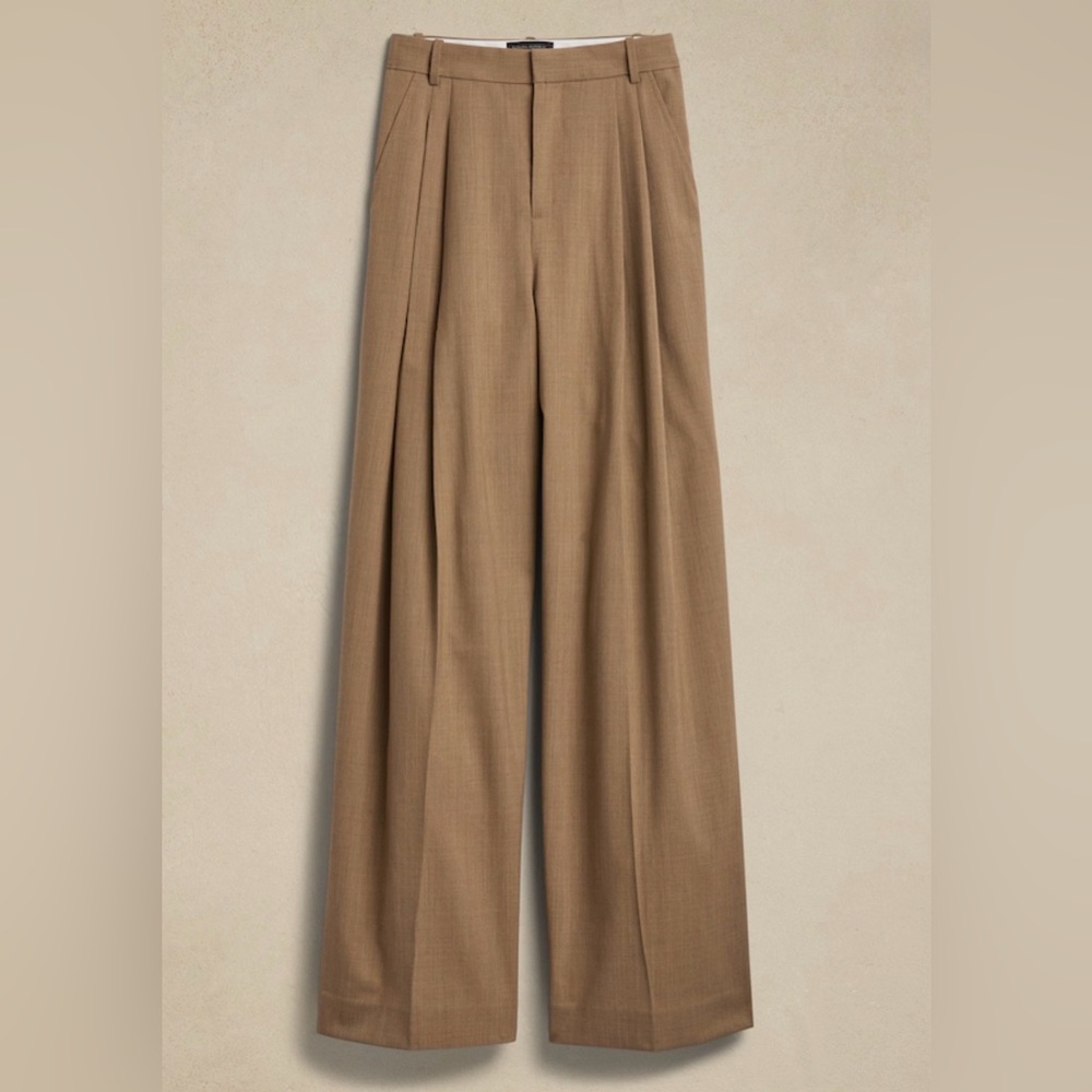 Banana Republic Siena Wide-Leg Italian Wool Pants - Camel - Size: 2 - Like New! - Picture 5 of 11